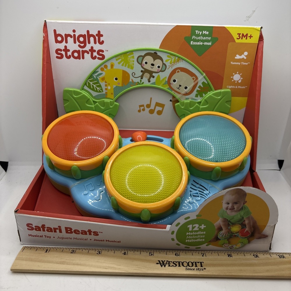 Bright Starts Safari Beats Musical Drum‎ Toy with Lights, Ages 3 Months - Picture 6 of 6